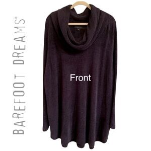 BAREFOOT DREAMS CozyChic Ultra Lite Coastal Cowl-Neck Tunic. Black. Size 3X